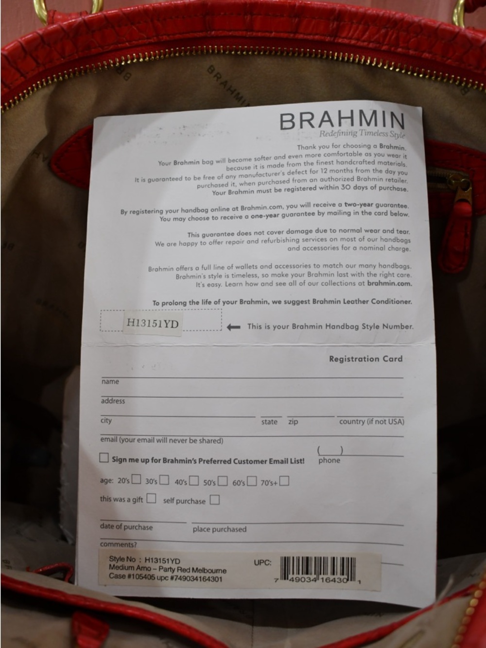 Brahmin Red Croc-Embossed Tote - Picture 6 of 6